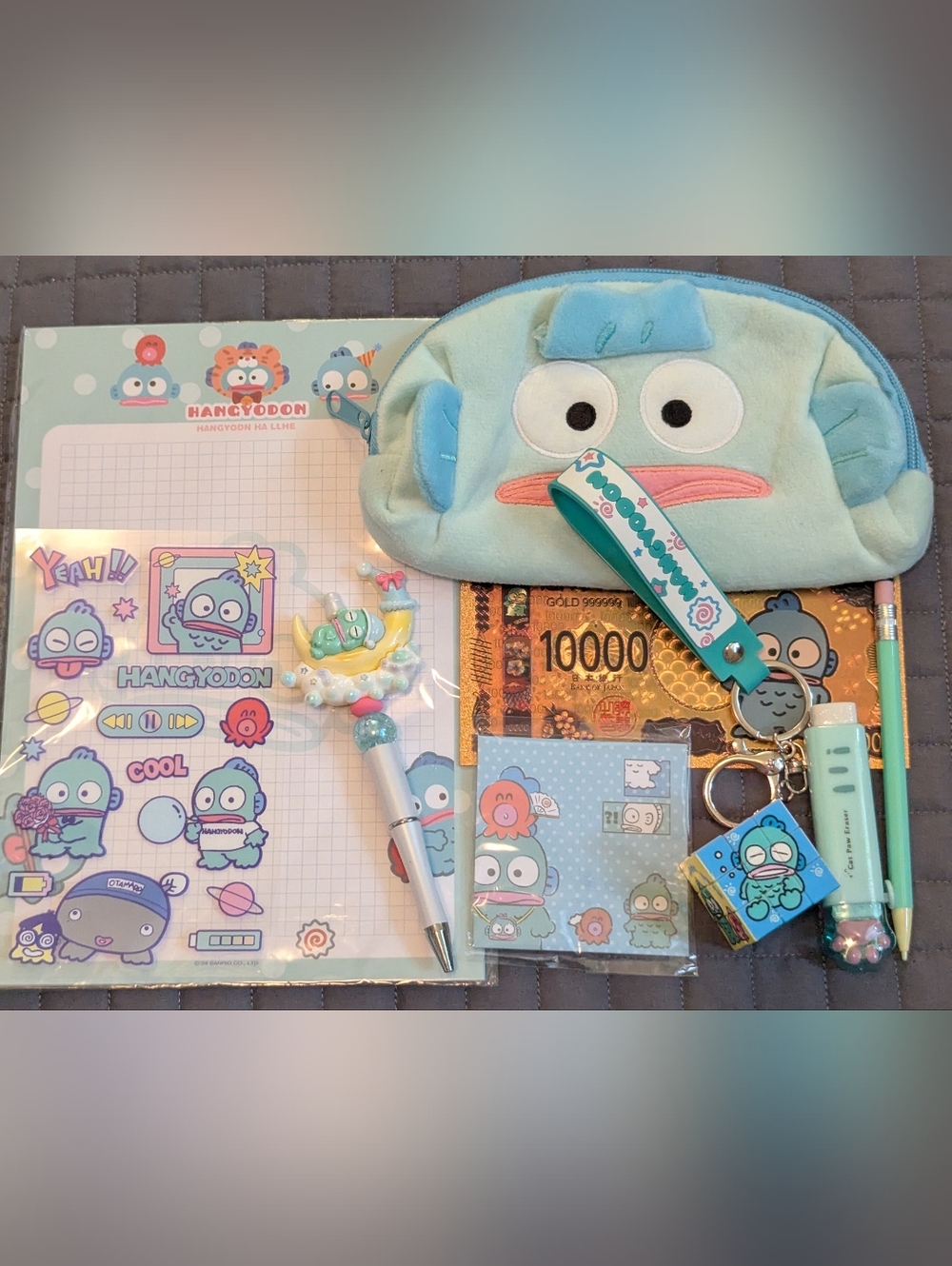 Sanrio Hangyodon Plush Pouch & Stationery Set